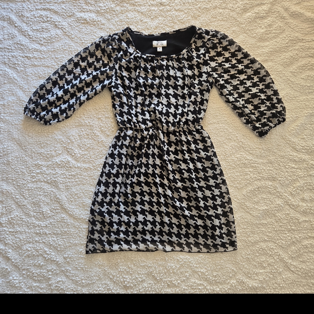 Sweet Storm Black White Houndstooth Dress | Old Money | Preppy Aesthetic | Size